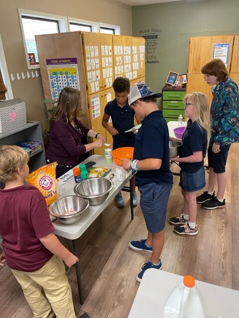 Students doing science experiment